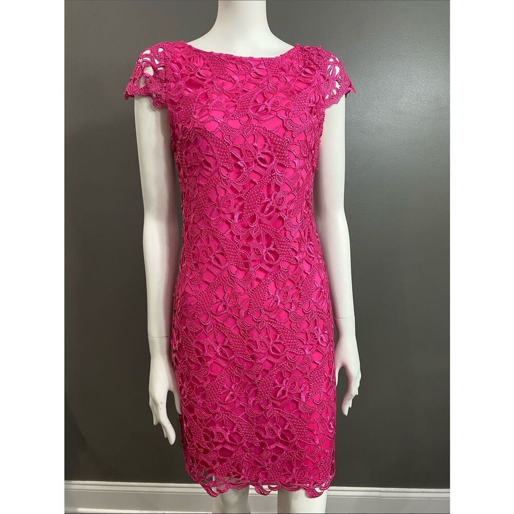 Alice + Olivia Fuchsia Floral Lace Mini Dress Size 6